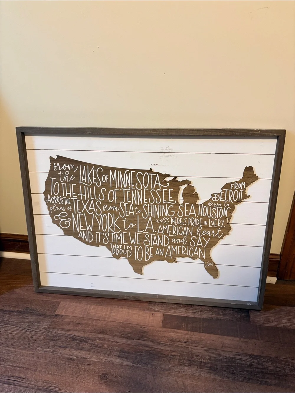 Rustic Brown USA Map Wall Art